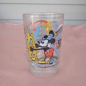 1996 Walt Disney World 100 Years of Magic Mickey Mouse Glass Steamboat Willie